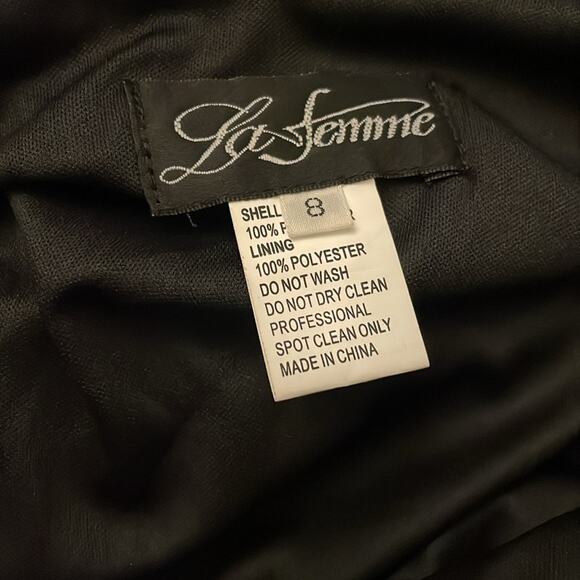 La Femme Long Sleeve Sequined Mini Dress Black 28194 Size 8 New - Picture 4 of 6